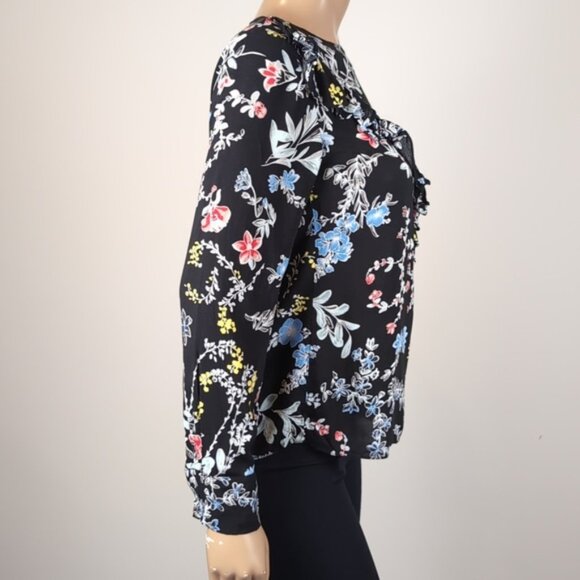 3/$20 Philosophy Long Sleeve Floral Top Ruffle Trim Flowy Blouse Button Cuffs - Picture 10 of 13